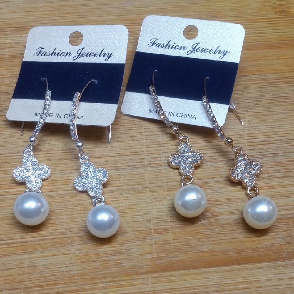 Elegant Pearl Drop Earrings 3"